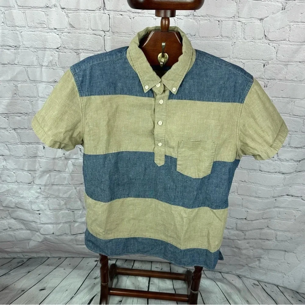 j.crew men's colorblock 1/4 button up shirt size  large